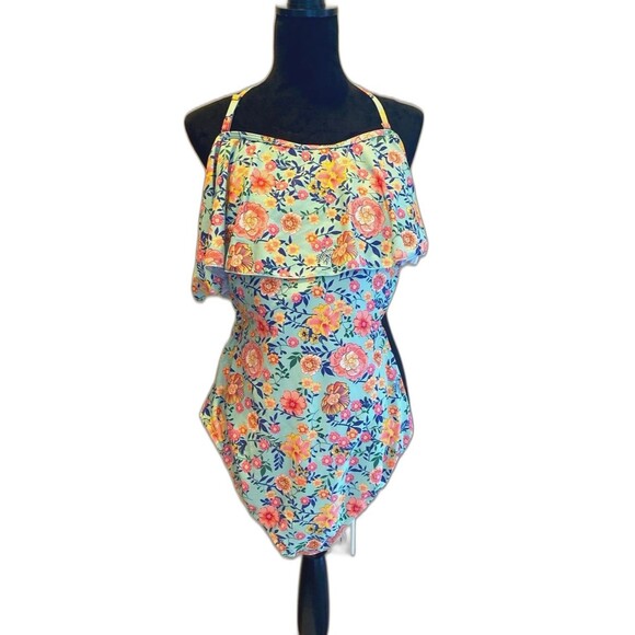 One piece Swimsuit Womens Off Shoulder Ruffled Collar Size ? See measurements - Picture 1 of 8